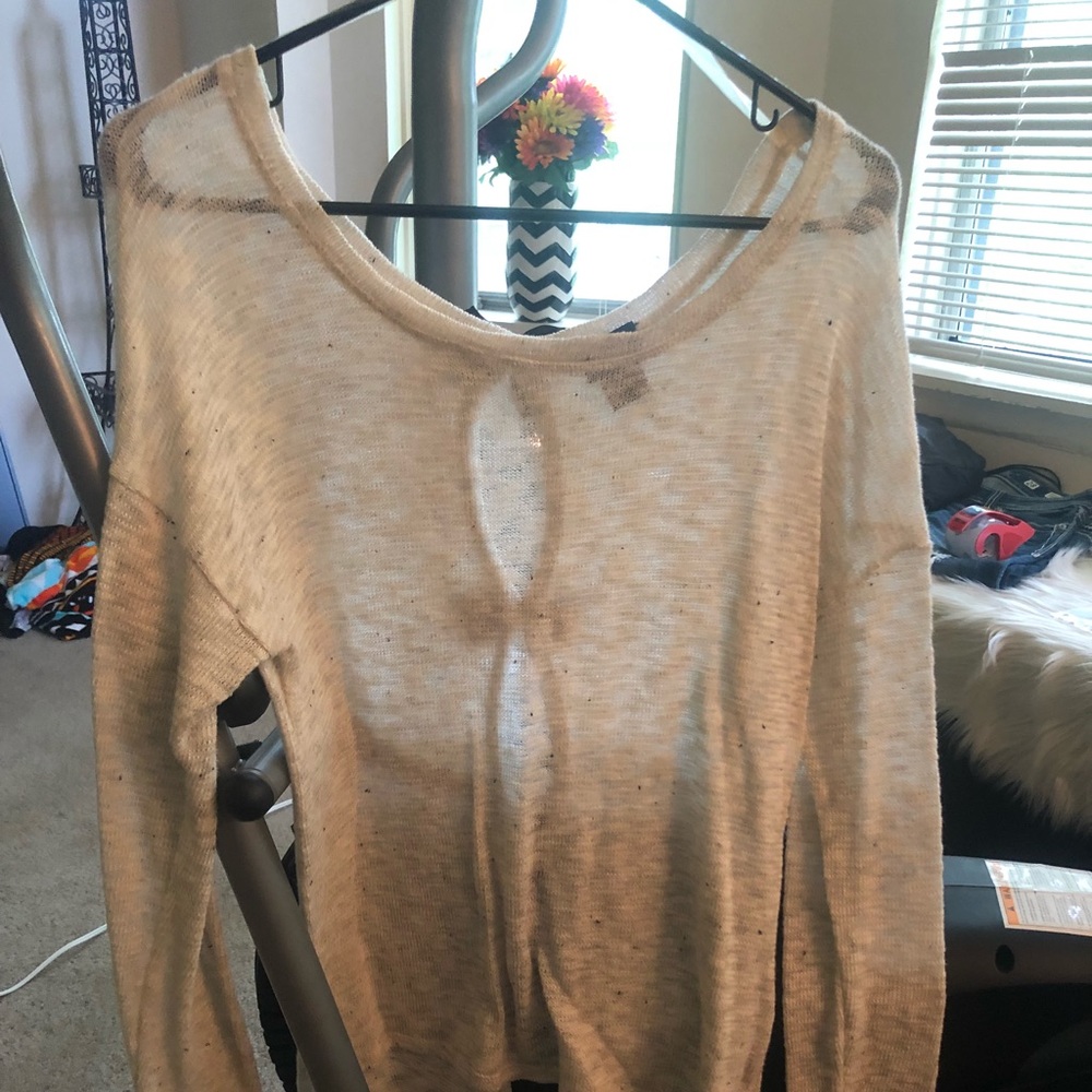 Buckle beige lightweight long sleeve tunic